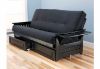 Picture of Tray Arm Black Full Futon Frame with mattress in Suede Black