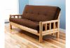 Picture of Log Arm Natural Full Futon Frame with mattress in Suede Chocolate