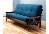 Picture of Mission Arm Espresso Full Futon Frame with mattress in Suede Navy