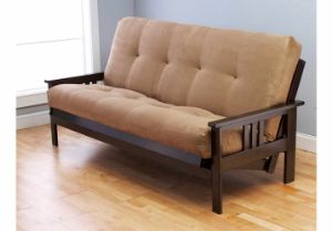 Picture of Mission Arm Espresso Full Futon Frame with mattress in Suede Peat