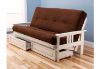 Picture of Mission Arm White Full Futon Frame with mattress in Suede Chocolate