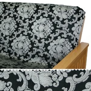 Damask Silver Black Fabric by the yard