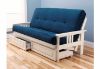 Picture of Mission Arm White Full Futon Frame with mattress in Suede Navy
