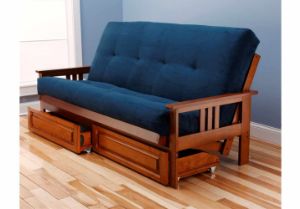 Picture of Mission Arm Barbados Full Futon Frame with mattress in Suede Navy