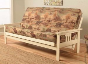 Picture of Mission Arm White Full Futon Frame with Canadian Mattress