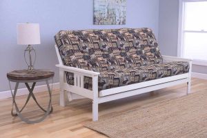 Picture of Mission Arm White Full Futon Frame with Peters Cabin Mattress