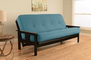 Picture of Mission Arm Black Full Futon Frame with Linen Aqua Mattress