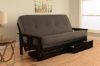 Picture of Mission Arm Black Full Futon Frame with Linen Charcoal Mattress