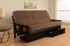 Picture of Mission Arm Black Full Futon Frame with Linen Cocoa Mattress