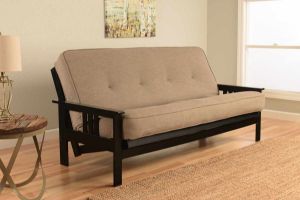 Picture of Mission Arm Black Full Futon Frame with Linen Stone Mattress