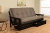 Picture of Mission Arm Black Full Futon Frame with Suede Gray Mattress