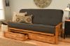 Picture of Mission Arm Butternut Full Futon Frame with Linen Charcoal Mattress