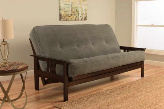 Picture of Mission Arm Espresso Full Futon Frame with Marmont Thunder Mattress