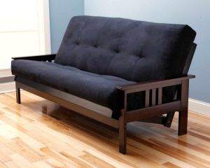 Picture of Mission Arm Espresso Full Futon Frame with Suede Black Mattress