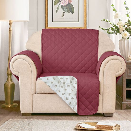 Picture of Burgundy Microfiber Quilted Chair Pet Protector