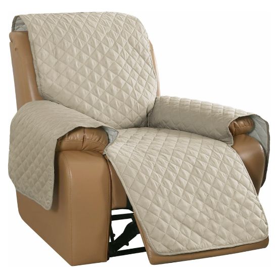 Picture of Microfiber Pet Recliner Chair Quilted Furniture Protector Tan